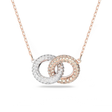 SWAROVSKI STONE NECKLACE, INTERTWINED CIRCLES, WHITE, ROSE GOLD-TONE PLATED 5414999