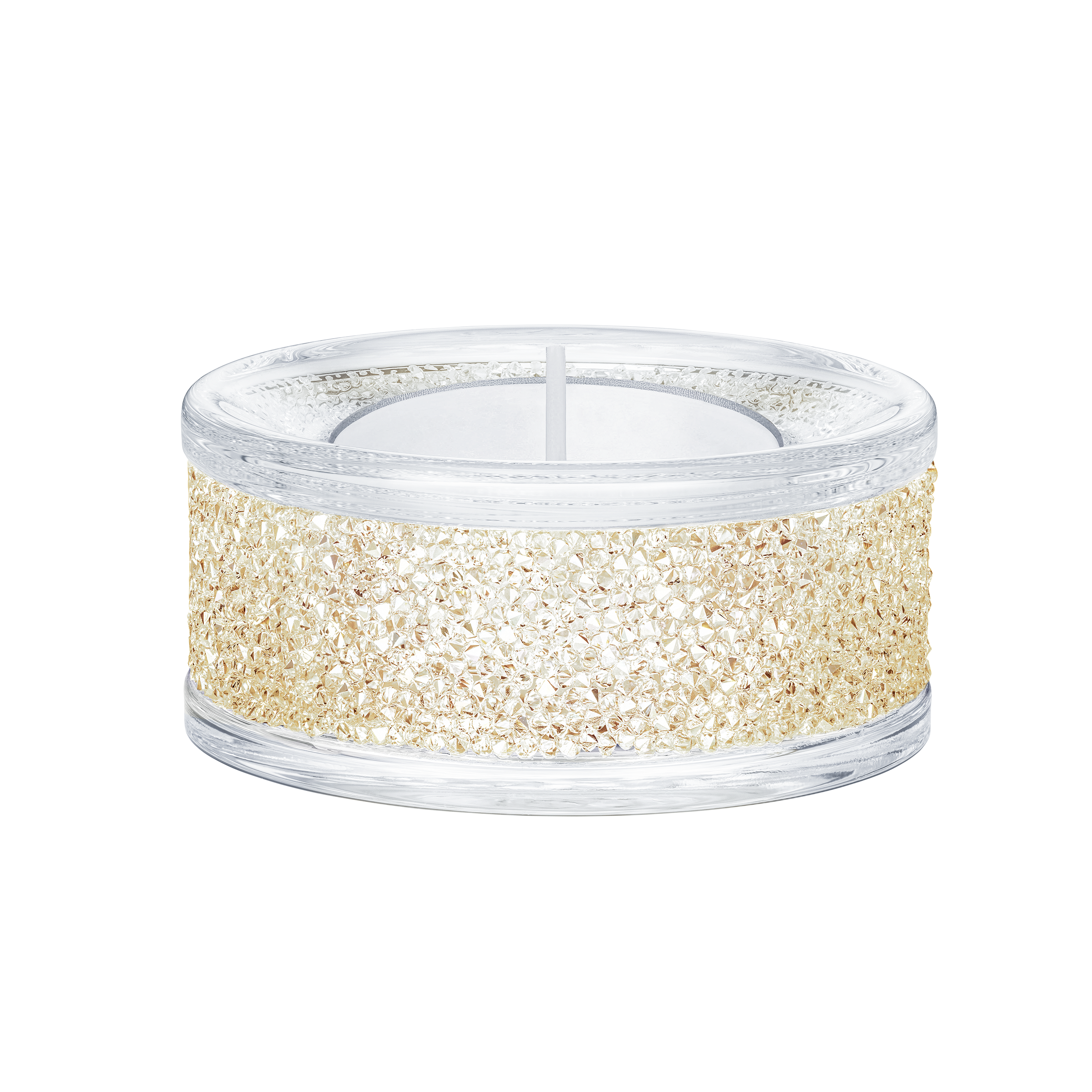 Swarovski Shimmer tea light holder, Gold tone 5428724 – Finch