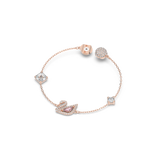 SWAROVSKI DAZZLING SWAN BRACELET, MAGNETIC CLOSURE, SWAN, PINK, ROSE GOLD-TONE PLATED