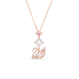 SWAROVSKI DAZZLING SWAN Y NECKLACE, SWAN, PINK, ROSE GOLD-TONE PLATED 5473024