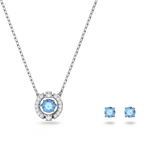 SWAROVSKI SWAROVSKI SPARKLING DANCE SET, ROUND CUT, BLUE, RHODIUM PLATED 5480485