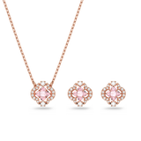 SWAROVSKI SWAROVSKI SPARKLING DANCE SET, MIXED CUTS, CLOVER, PINK, ROSE GOLD-TONE PLATED 5516488
