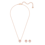 SWAROVSKI SWAROVSKI SPARKLING DANCE SET, MIXED CUTS, CLOVER, PINK, ROSE GOLD-TONE PLATED 5516488