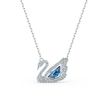 SWAROVSKI DANCING SWAN NECKLACE, SWAN, BLUE, RHODIUM PLATED 5533397
