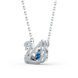 SWAROVSKI DANCING SWAN NECKLACE, SWAN, BLUE, RHODIUM PLATED 5533397