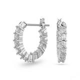 SWAROVSKI VITTORE HOOP EARRINGS, ROUND CUT, WHITE, RHODIUM PLATED 5562126