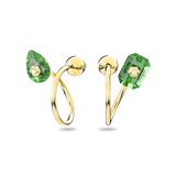SWAROVSKI NUMINA DROP EARRINGS, ASYMMETRICAL DESIGN, MIXED CUTS, GREEN, GOLD-TONE PLATED 5613541