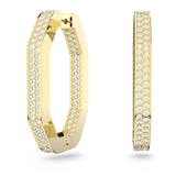 SWAROVSKI DEXTERA HOOP EARRINGS, OCTAGON SHAPE, LARGE, WHITE, GOLD-TONE PLATED 5618304