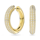 SWAROVSKI DEXTERA HOOP EARRINGS, MEDIUM, WHITE, GOLD-TONE PLATED 5618305