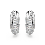 SWAROVSKI DEXTERA HOOP EARRINGS, SMALL, WHITE, RHODIUM PLATED 5618306