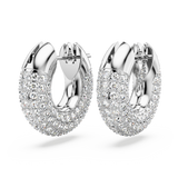 SWAROVSKI DEXTERA HOOP EARRINGS, SMALL, WHITE, RHODIUM PLATED 5618306