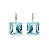 Swarovski Millenia drop earrings, Square cut, Blue, Rhodium plated 5619472