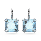 SWAROVSKI MILLENIA DROP EARRINGS, SQUARE CUT, BLUE, RHODIUM PLATED 5619472
