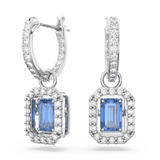 SWAROVSKI MILLENIA DROP EARRINGS, OCTAGON CUT, BLUE, RHODIUM PLATED 5619500
