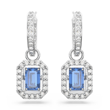 SWAROVSKI MILLENIA DROP EARRINGS, OCTAGON CUT, BLUE, RHODIUM PLATED 5619500