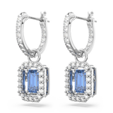 SWAROVSKI MILLENIA DROP EARRINGS, OCTAGON CUT, BLUE, RHODIUM PLATED 5619500