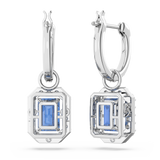 SWAROVSKI MILLENIA DROP EARRINGS, OCTAGON CUT, BLUE, RHODIUM PLATED 5619500