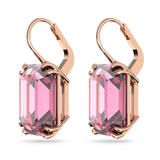 SWAROVSKI MILLENIA DROP EARRINGS, OCTAGON CUT, PINK, ROSE GOLD-TONE PLATED 5619502