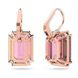 SWAROVSKI MILLENIA DROP EARRINGS, OCTAGON CUT, PINK, ROSE GOLD-TONE PLATED 5619502