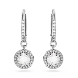 SWAROVSKI CONSTELLA DROP EARRINGS, ROUND CUT, PAVÉ, WHITE, RHODIUM PLATED 5636270