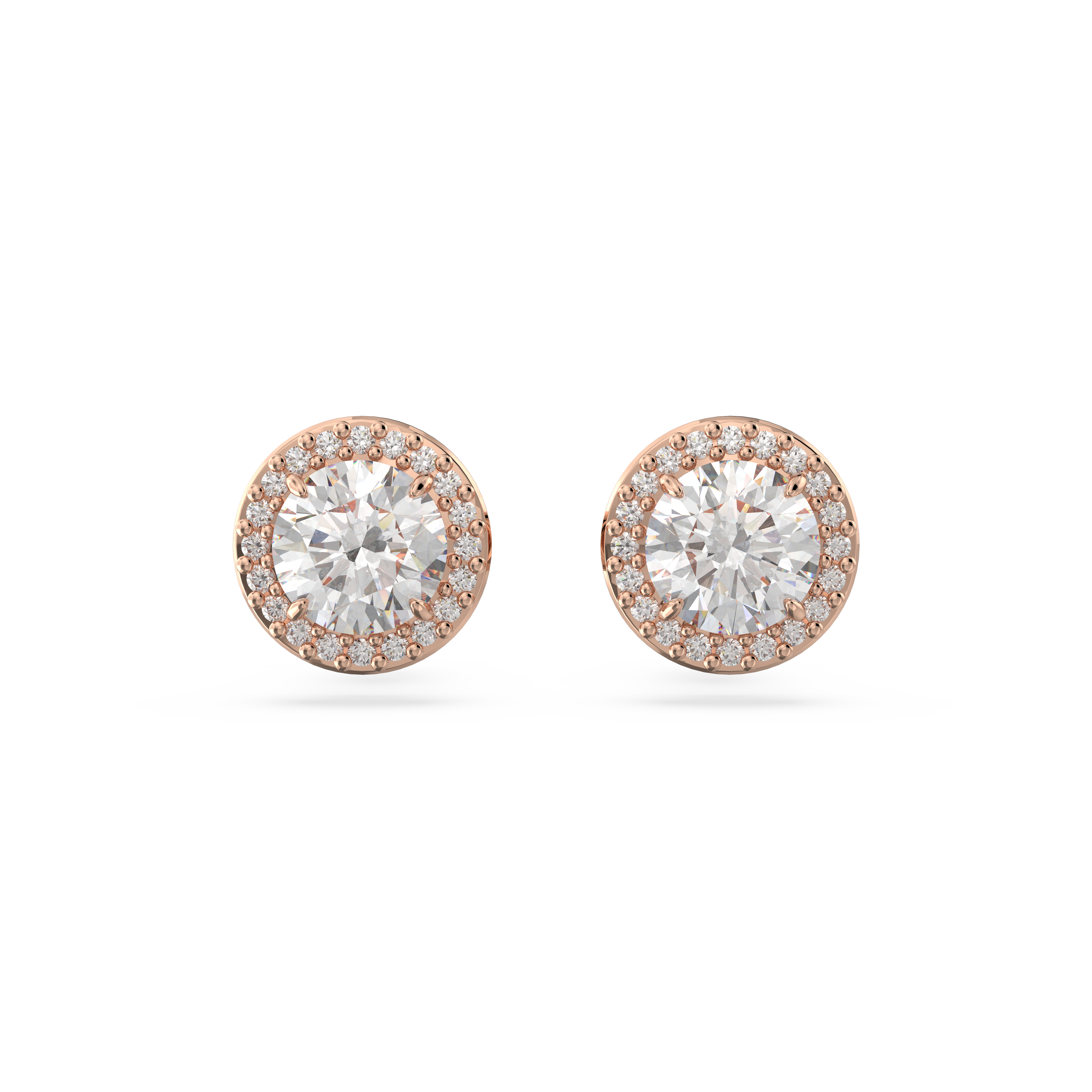 Swarovski Constella stud earrings, Round cut, Pavé, White