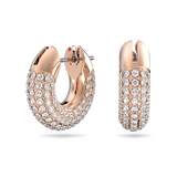 SWAROVSKI DEXTERA HOOP EARRINGS, SMALL, WHITE, ROSE GOLD-TONE PLATED 5636531