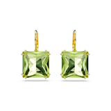 Swarovski Millenia drop earrings, Square cut, Green, Gold-tone plated 5636564