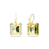 Swarovski Millenia drop earrings, Square cut, Green, Gold-tone plated 5636564