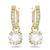 SWAROVSKI CONSTELLA DROP EARRINGS, ROUND CUT, WHITE, GOLD-TONE PLATED 5638802