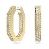 SWAROVSKI DEXTERA HOOP EARRINGS, OCTAGON SHAPE, MEDIUM, WHITE, GOLD-TONE PLATED 5639098