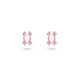 SWAROVSKI STILLA STUD EARRINGS, RECTANGULAR CUT, PINK, ROSE GOLD-TONE PLATED 5639136
