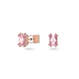 SWAROVSKI STILLA STUD EARRINGS, RECTANGULAR CUT, PINK, ROSE GOLD-TONE PLATED 5639136