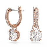 SWAROVSKI CONSTELLA DROP EARRINGS, ROUND CUT, WHITE, ROSE GOLD-TONE PLATED 5639975