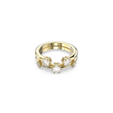 SWAROVSKI CONSTELLA RING, SET (2), ROUND CUT, WHITE, GOLD-TONE PLATED