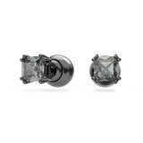 SWAROVSKI MILLENIA STUD EARRINGS, SQUARE CUT, BLACK, RUTHENIUM PLATED 5642511
