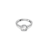 SWAROVSKI CONSTELLA COCKTAIL RING, PRINCESS CUT, PAVÉ, WHITE, RHODIUM PLATED