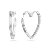 SWAROVSKI MATRIX HOOP EARRINGS, HEART, LARGE, WHITE, RHODIUM PLATED 5647591