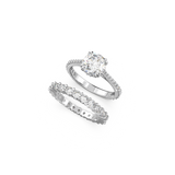 SWAROVSKI CONSTELLA RING, SET (2), PRINCESS CUT, WHITE, RHODIUM PLATED