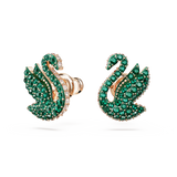 SWAROVSKI SWAROVSKI ICONIC SWAN STUD EARRINGS, SWAN, GREEN, ROSE GOLD-TONE PLATED 5650063