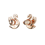 SWAROVSKI SWAROVSKI ICONIC SWAN STUD EARRINGS, SWAN, GREEN, ROSE GOLD-TONE PLATED 5650063