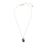 SWAROVSKI SWAROVSKI ICONIC SWAN PENDANT, SWAN, MEDIUM, GREEN, ROSE GOLD-TONE PLATED 5650067