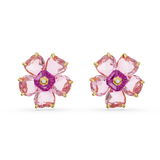 SWAROVSKI FLORERE STUD EARRINGS, FLOWER, PINK, GOLD-TONE PLATED 5650563