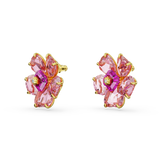 SWAROVSKI FLORERE STUD EARRINGS, FLOWER, PINK, GOLD-TONE PLATED 5650563