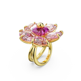 SWAROVSKI FLORERE COCKTAIL RING, FLOWER, PINK, GOLD-TONE PLATED