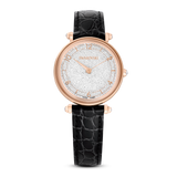 SWAROVSKI CRYSTALLINE WONDER WATCH, SWISS MADE, LEATHER STRAP, BLACK, ROSE GOLD-TONE FINISH 5653359