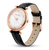 SWAROVSKI CRYSTALLINE WONDER WATCH, SWISS MADE, LEATHER STRAP, BLACK, ROSE GOLD-TONE FINISH 5653359