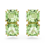SWAROVSKI MILLENIA CLIP EARRINGS, SQUARE CUT, GREEN, GOLD-TONE PLATED 5654559