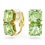 SWAROVSKI MILLENIA CLIP EARRINGS, SQUARE CUT, GREEN, GOLD-TONE PLATED 5654559