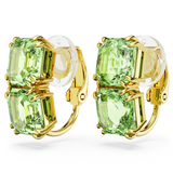 SWAROVSKI MILLENIA CLIP EARRINGS, SQUARE CUT, GREEN, GOLD-TONE PLATED 5654559