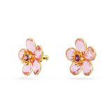 Swarovski Florere stud earrings, Flower, Pink, Gold-tone plated 5656635
